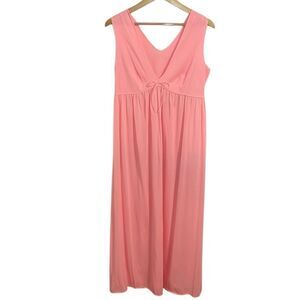 Vintage Pink Coquette Long Nightgown, Lingerie, Sexy, Romantic, bows, Large